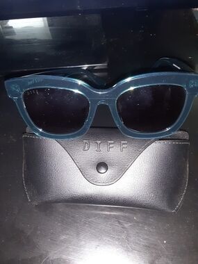 Diff Eyewear Teal Transparent Frame Sunglasses